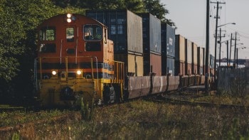 Freight train on tracks