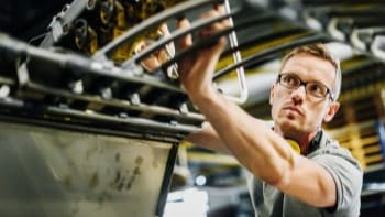 Man working on industrial machine