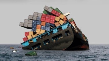 Cargo ship sinking