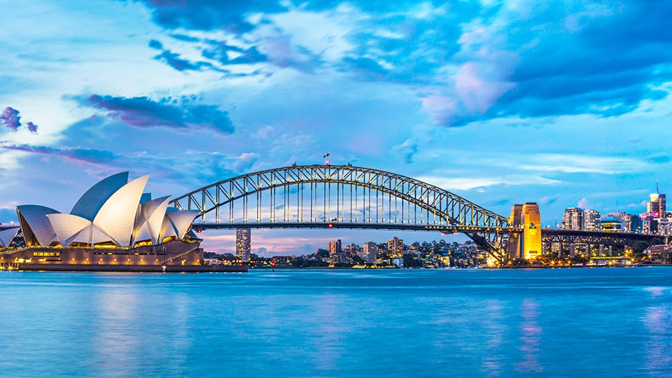 Sydney, Australia harbor with a view of the Sydney Opera House