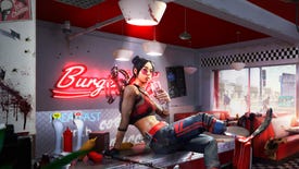 Dead Island 2 image showing Amy sat on the bar in a diner.