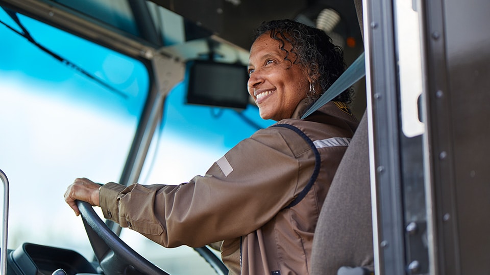 UPS driver in truck