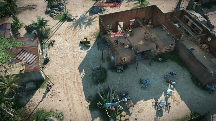 A mercenary prepares an overwatch cone in Jagged Alliance 3