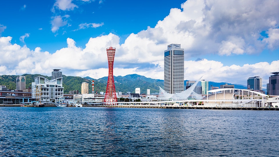 Harbor view of a Japanese city