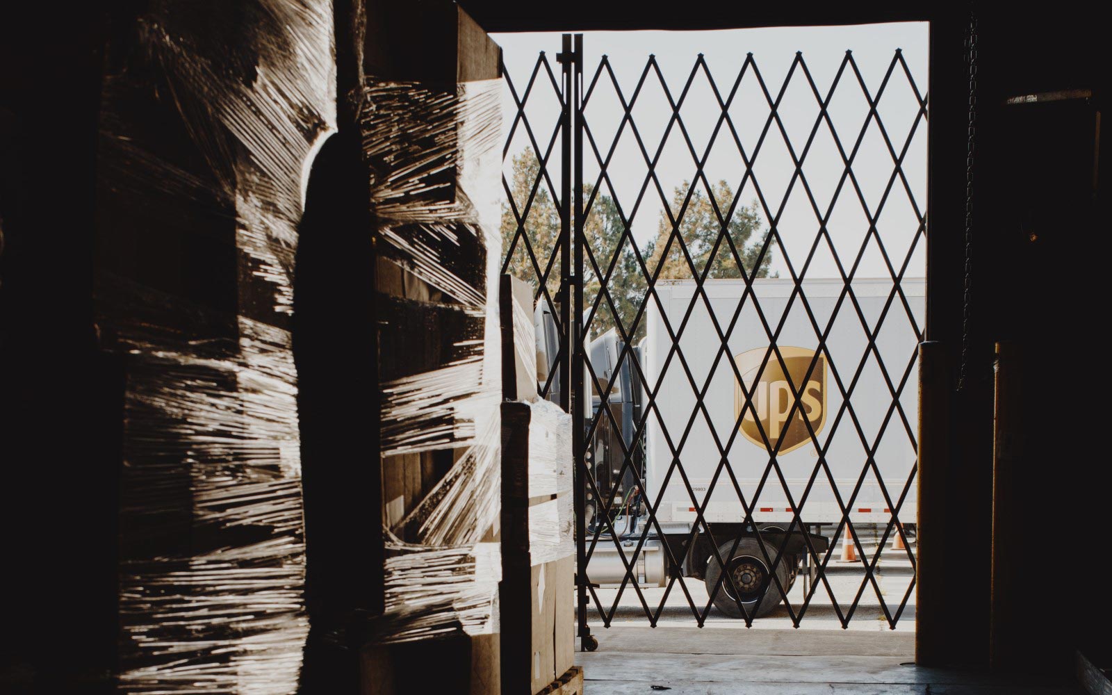 Caged area in warehouse