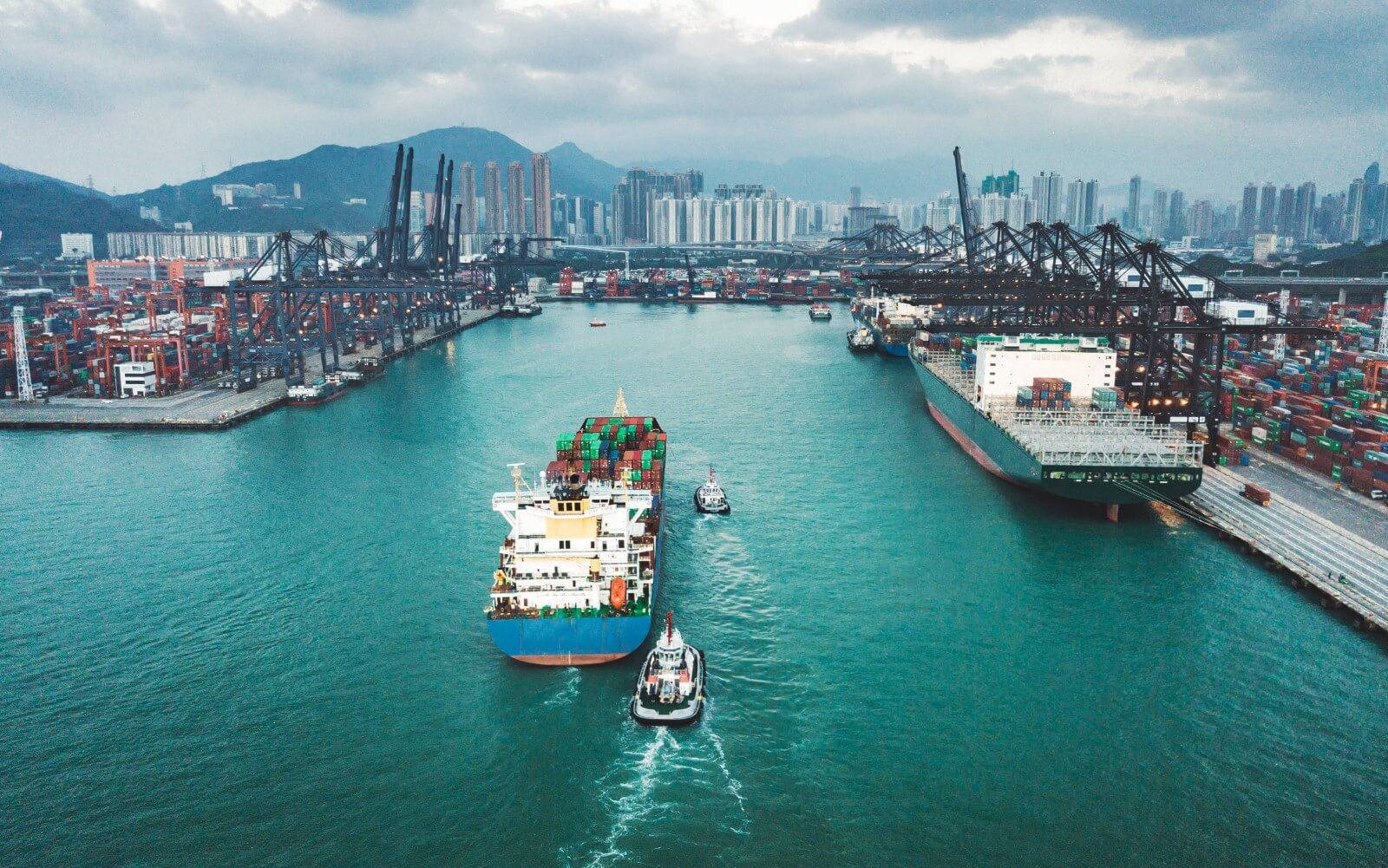 cargo container ship in the Port of Hong Kong