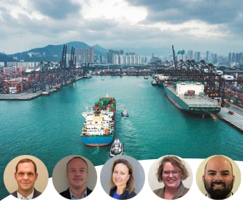 cargo container ship in the Port of Hong Kong