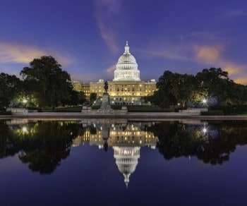 United states capital at sunset