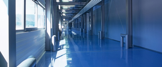 Shiny floor in modern office building