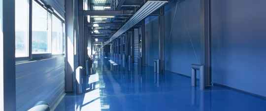 Shiny floor in modern office building