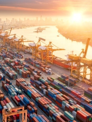 containers sitting at port