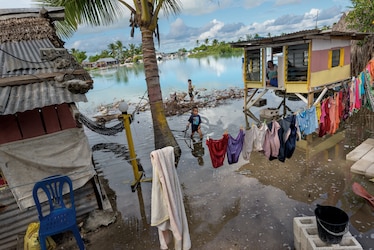 a flooded area in Tarawa, Kiribati