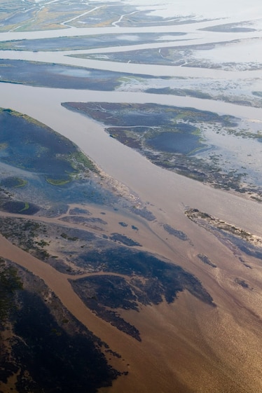 Atchafalaya River delta; only Louisiana area where land is increasing