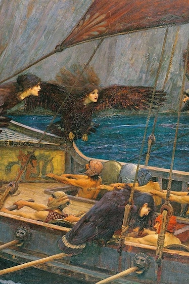 With their irresistible song, the sirens tempt Odysseus in an 1891 oil painting, 1891 by J.W. Waterhouse.