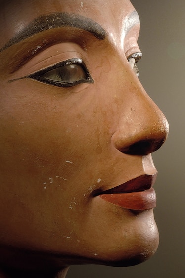 This stunning face was uncovered in Amarna by Ludwig Borchardt in 1912. It continues to captivate visitors to the Neues Museum in Berlin, where it is on display today.