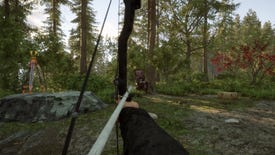 A player aims the Compound Bow in Sons of the Forest.