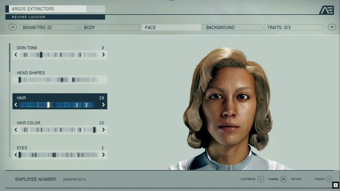 Starfield's character creator uses some real-life science in the form of gel electrophoresis patterns to indicate your selections.