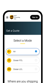 UPS® Forwarding Hub on a mobile device
