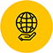 Globe above hand icon